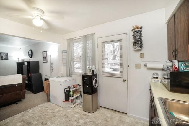 washroom with sink and ceiling fan