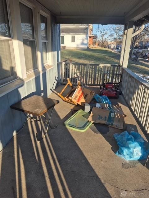 view of patio featuring a porch