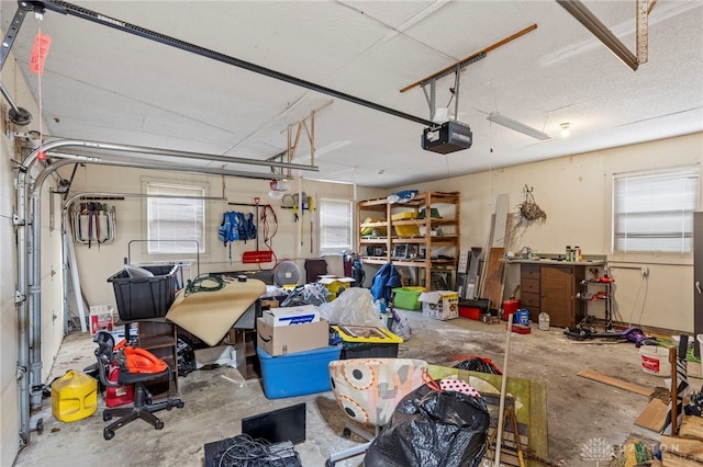 garage with a garage door opener