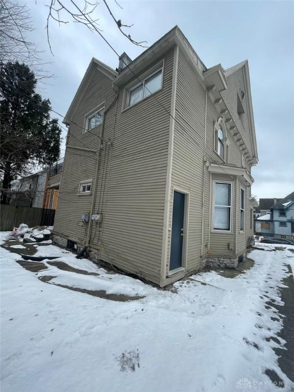 view of snow covered exterior