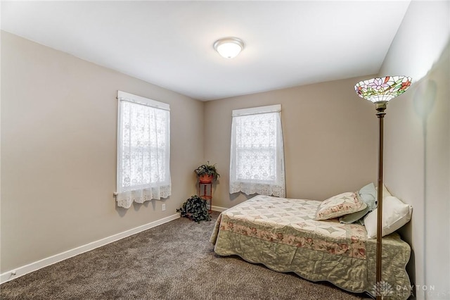 carpeted bedroom featuring multiple windows