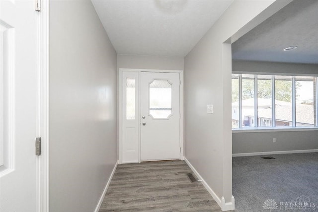 entryway with hardwood / wood-style floors and a healthy amount of sunlight