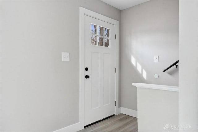 entryway with light wood-type flooring