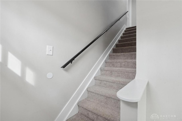 stairway with carpet flooring