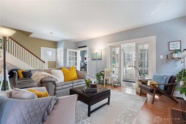 living room with hardwood / wood-style floors