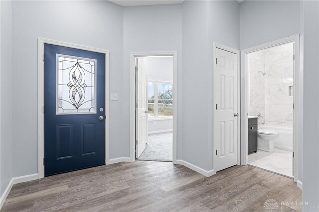 entrance foyer featuring light hardwood / wood-style floors