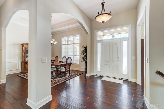 entrance foyer featuring dark wood-type flooring