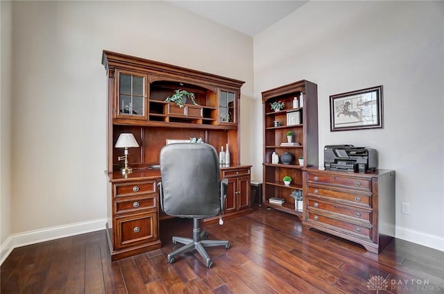 office featuring dark hardwood / wood-style flooring