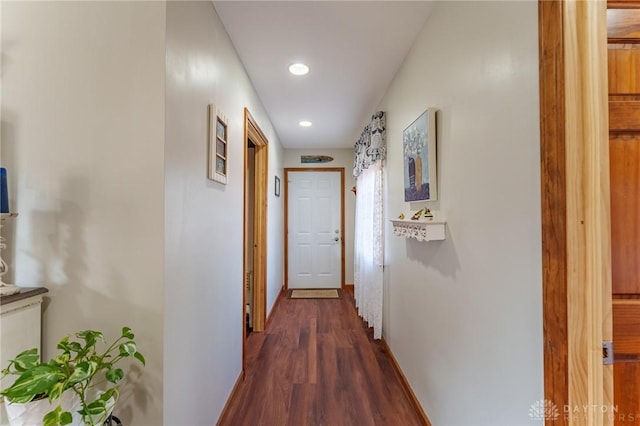 hallway featuring dark hardwood / wood-style floors