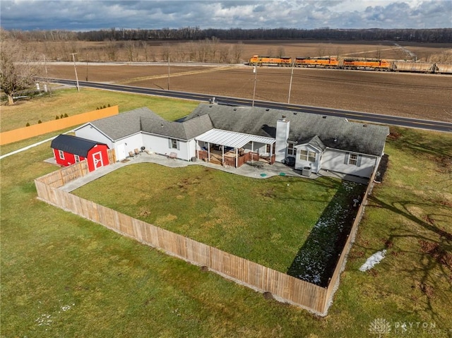 bird's eye view featuring a rural view