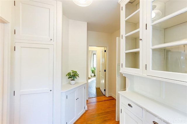 corridor with light hardwood / wood-style flooring