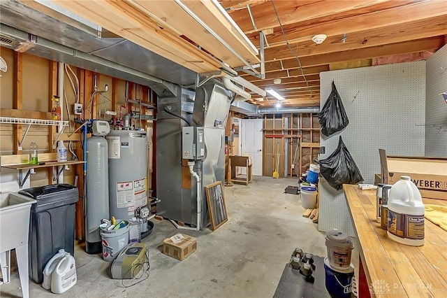 basement with gas water heater