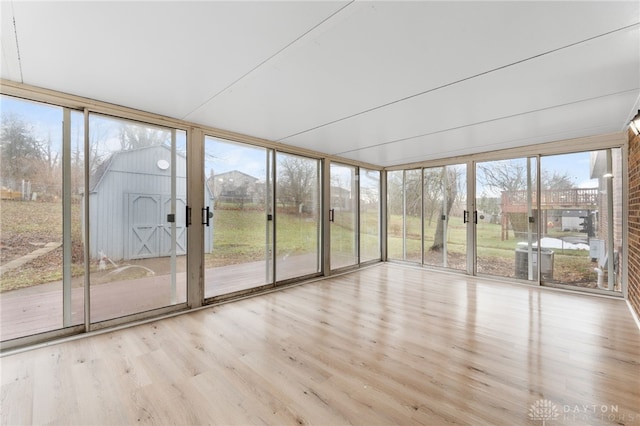 view of unfurnished sunroom