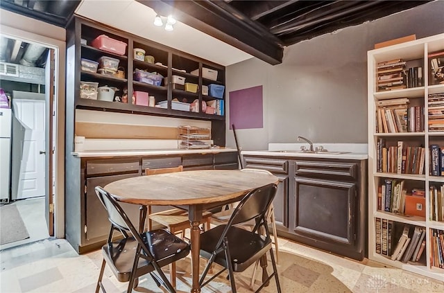 dining area featuring sink