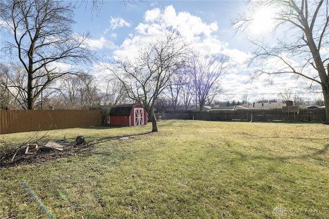 view of yard with a shed