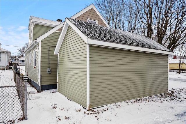 view of snow covered property