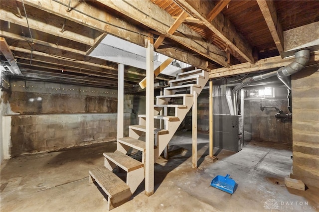 700 James St, Springfield, OH 45503 - basement featuring stairs and heating unit