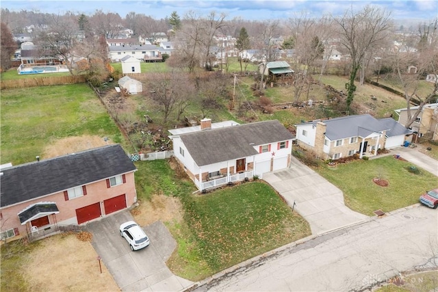 bird's eye view with a residential view