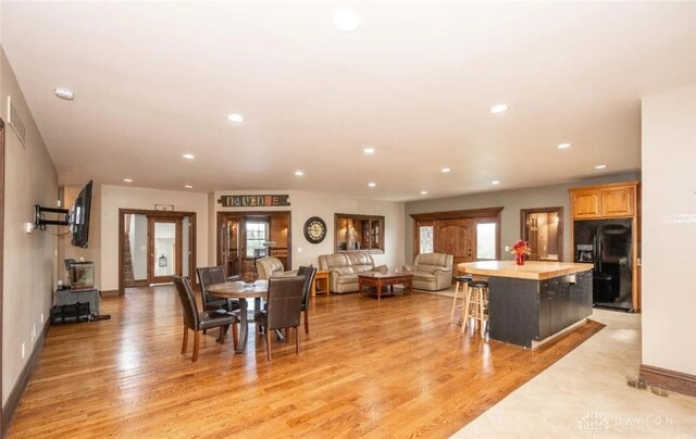 dining space featuring light hardwood / wood-style flooring