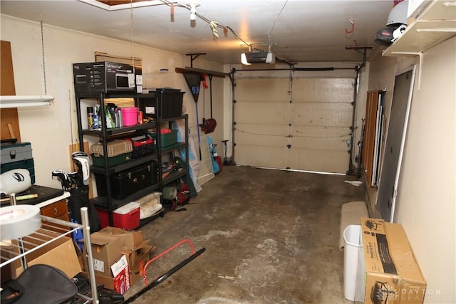 garage with a garage door opener