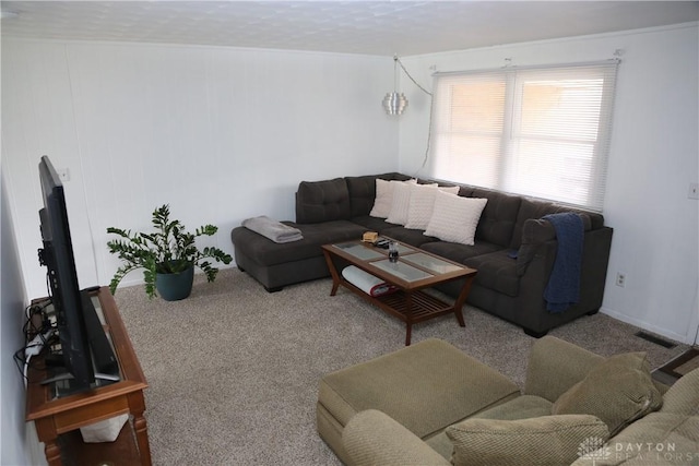 living room featuring carpet flooring