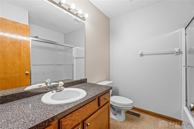 bathroom featuring tile patterned flooring, vanity, and toilet