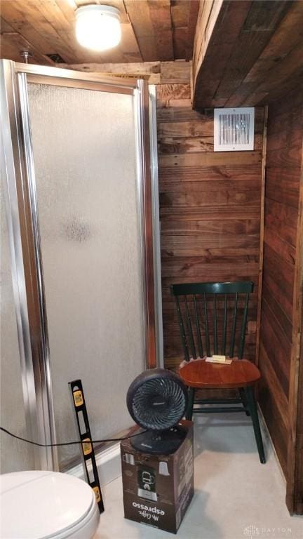 sitting room with wooden walls