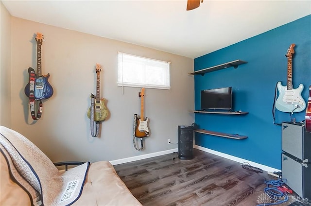 sitting room featuring dark wood-type flooring