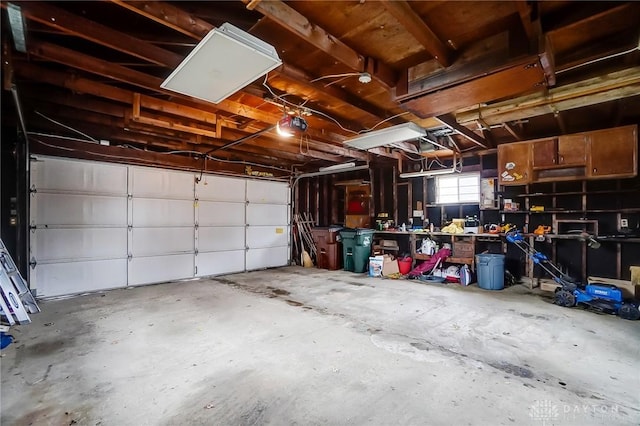 garage with a garage door opener