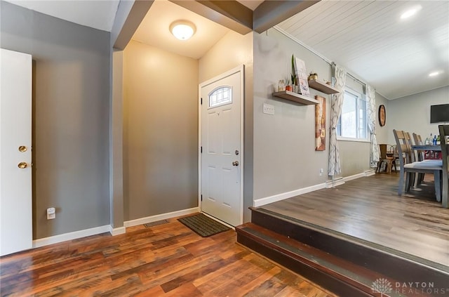 foyer with wood-type flooring