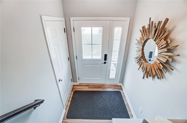 doorway featuring light wood-type flooring