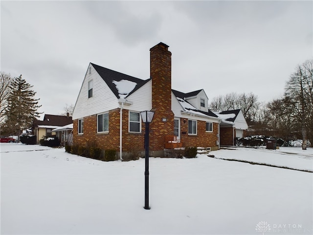 view of snow covered exterior