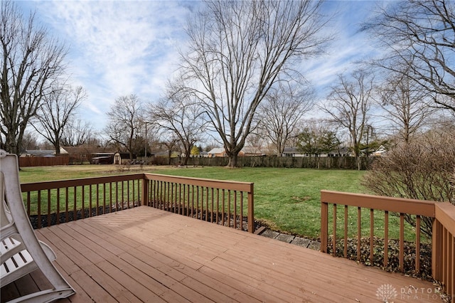 deck featuring a lawn