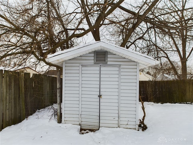 view of snow covered structure