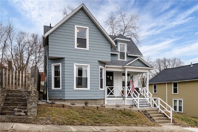 view of front of home with covered porch