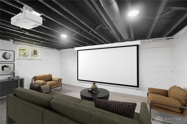 cinema room featuring hardwood / wood-style flooring