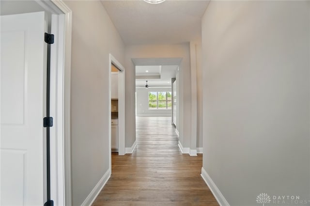 1507 Kingsgate, Springfield, OH 45502 - hall featuring dark wood-style flooring and baseboards