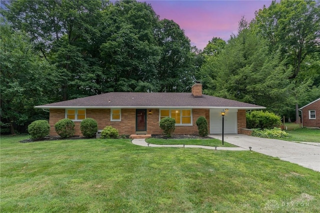 single story home with a carport and a lawn