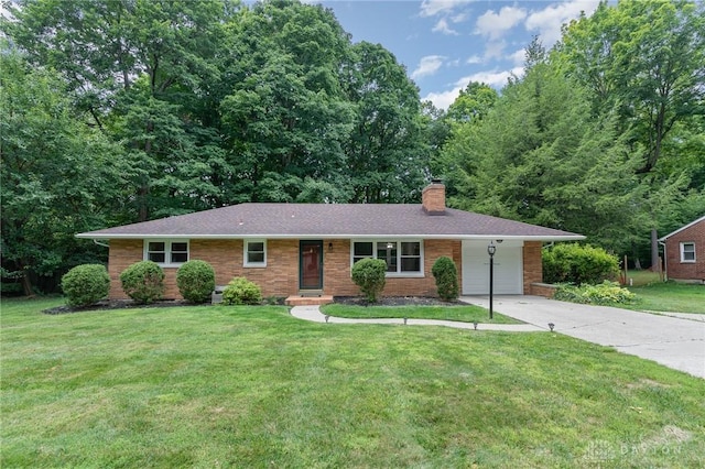 ranch-style house with a front yard and a carport