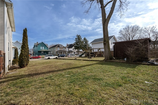 view of yard featuring a playground