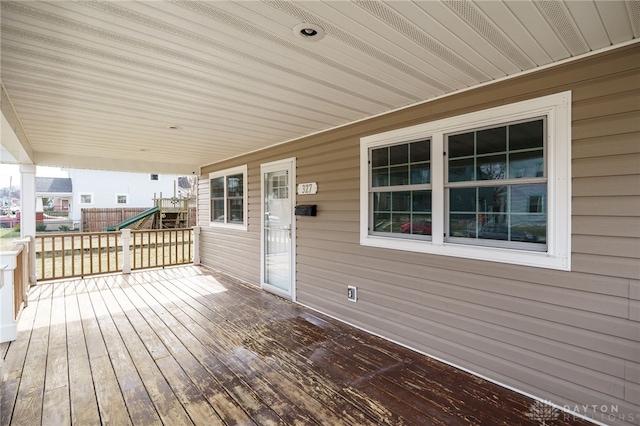 deck featuring a playground