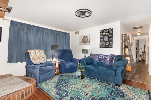 living room with wood-type flooring