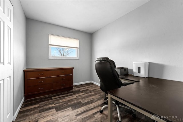 office featuring dark wood-type flooring