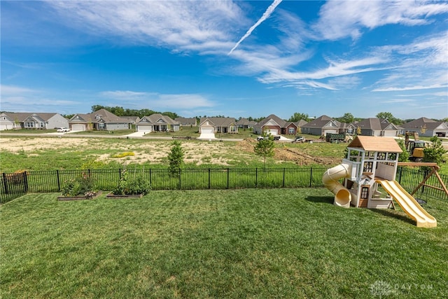 view of yard with a playground