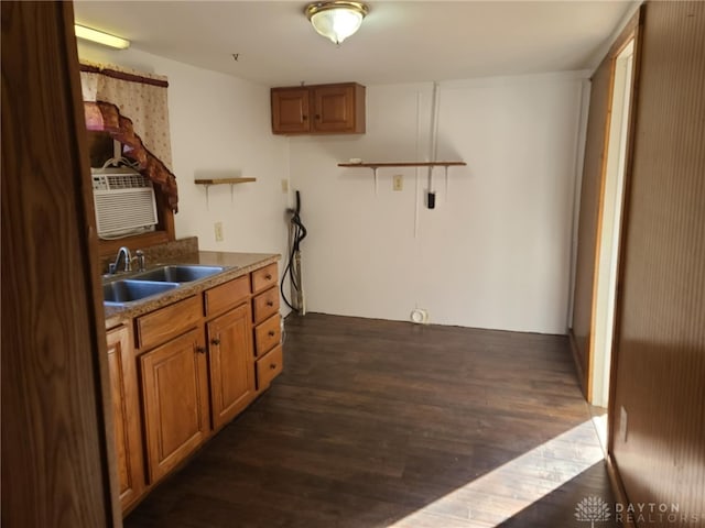 kitchen featuring dark wood-type flooring and sink