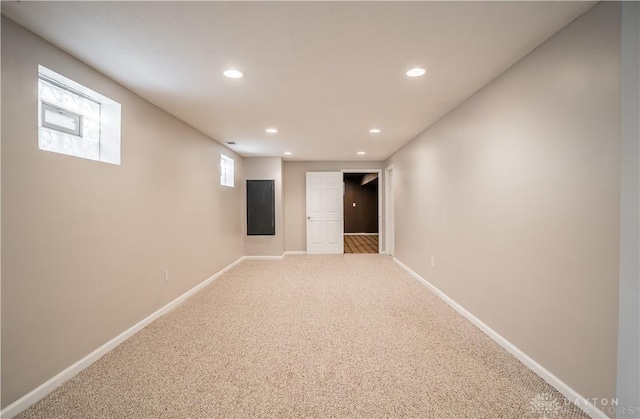 basement featuring carpet floors