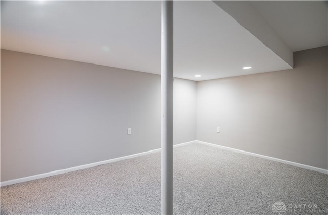 basement featuring carpet