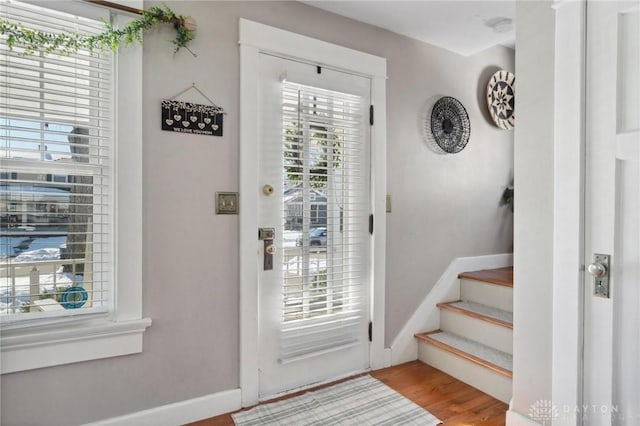 entryway featuring hardwood / wood-style flooring