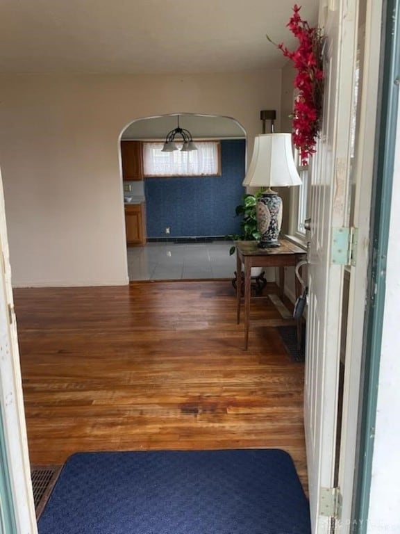 hall featuring hardwood / wood-style flooring