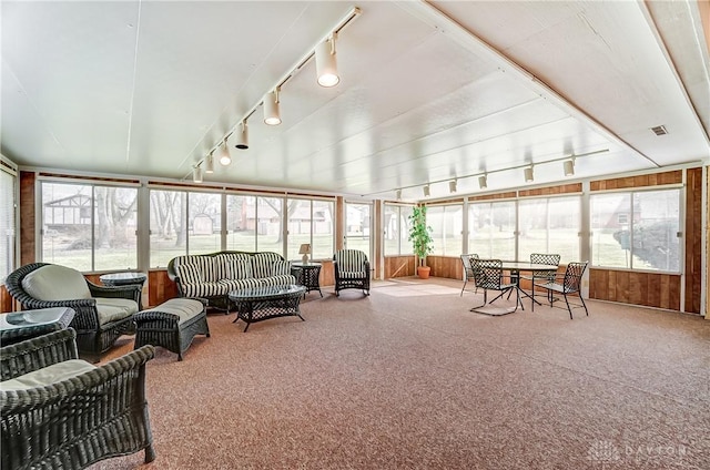 sunroom with rail lighting